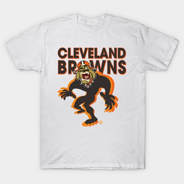 Cleveland Browns BullDawg Whoosh Growler T-Shirt by Goin Ape Studios